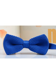 Blue Solid Wool Bow Tie