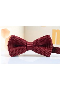 Red Solid Wool Bow Tie