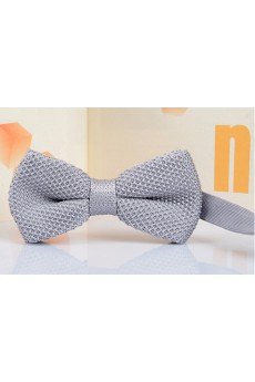 Gray Solid Wool Bow Tie