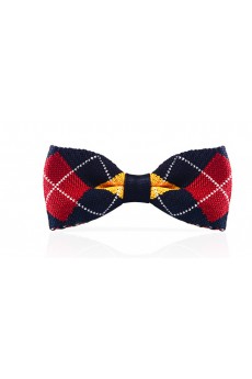 Red Plaid Wool Bow Tie