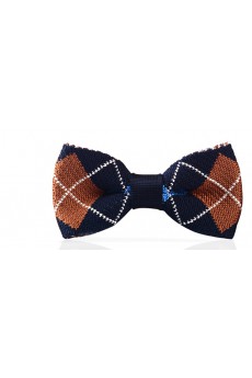 Brown Plaid Wool Bow Tie