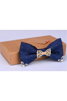 Blue Solid Microfiber Bow Tie