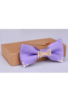 Purple Solid Microfiber Bow Tie