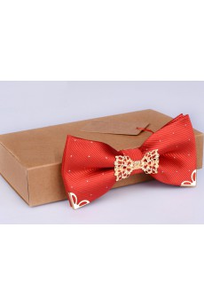 Red Solid Microfiber Bow Tie