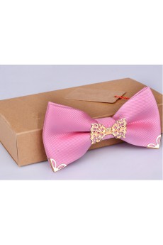 Pink Solid Microfiber Bow Tie