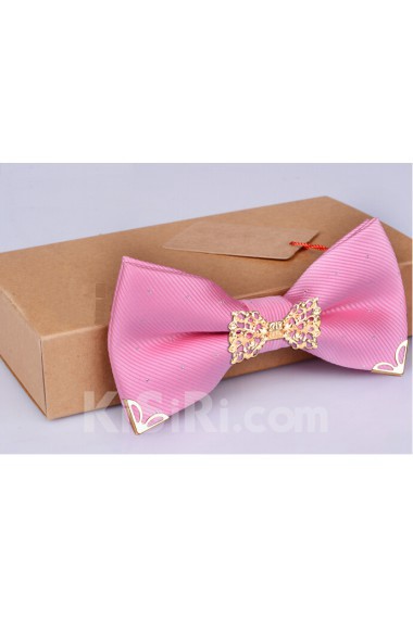 Pink Solid Microfiber Bow Tie
