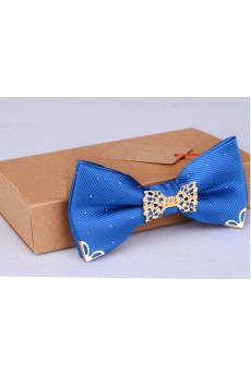 Blue Solid Microfiber Bow Tie