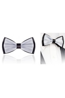 White Solid Microfiber Bow Tie