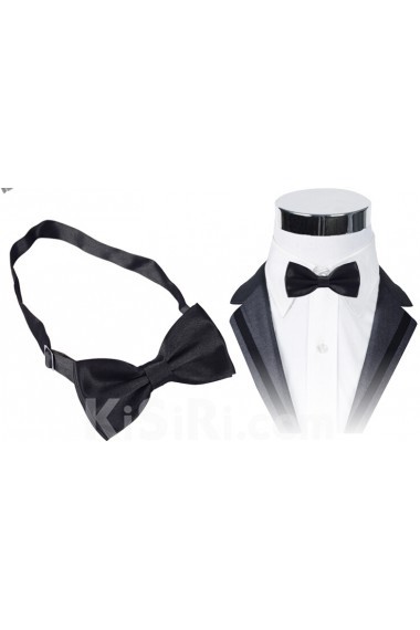 Black Solid Microfiber Bow Tie