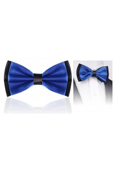 Blue Solid Microfiber Bow Tie