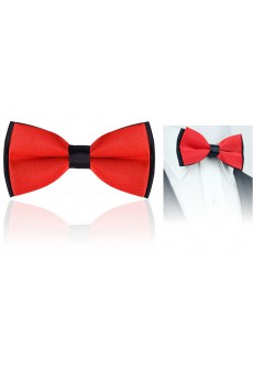 Red Solid Microfiber Bow Tie