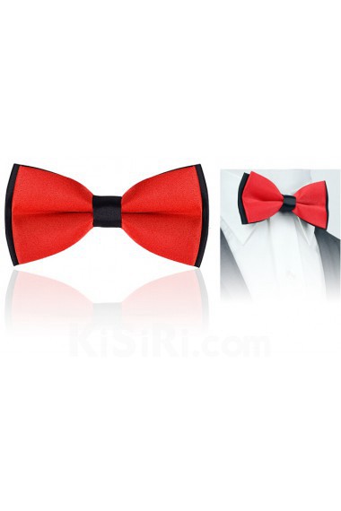 Red Solid Microfiber Bow Tie