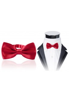 Red Solid Microfiber Bow Tie