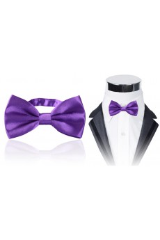 Purple Solid Microfiber Bow Tie