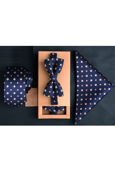 Blue Polka Dot Microfiber 
Necktie and Bow Tie and Pocket Square