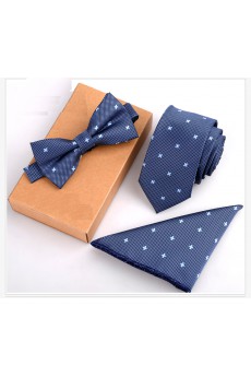 Blue Polka Dot Microfiber 
Necktie and Bow Tie and Pocket Square