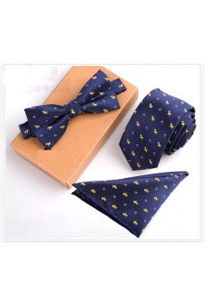 Blue Polka Dot Microfiber 
Necktie and Bow Tie and Pocket Square