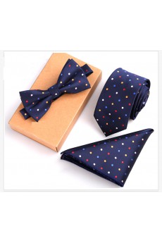 Blue Polka Dot Microfiber 
Necktie and Bow Tie and Pocket Square