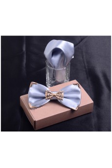 Silver Solid Microfiber 
Bow Tie and Pocket Square
