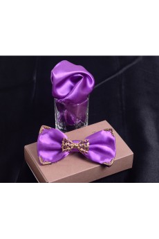 Purple Solid Microfiber 
Bow Tie and Pocket Square