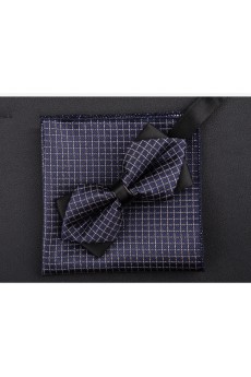 Blue Checkered Microfiber 
Bow Tie and Pocket Square