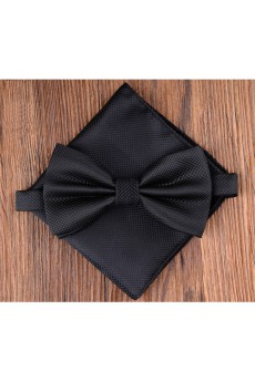 Black Solid Microfiber 
Bow Tie and Pocket Square