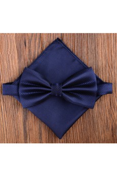 Blue Solid Microfiber 
Bow Tie and Pocket Square