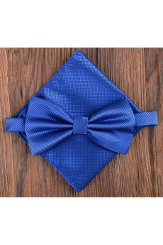 Blue Solid Microfiber 
Bow Tie and Pocket Square