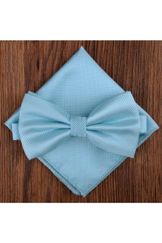 Blue Solid Microfiber 
Bow Tie and Pocket Square