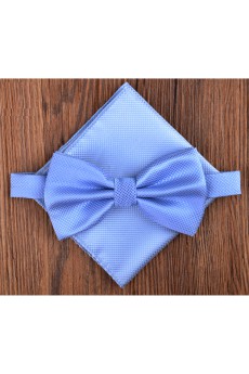 Blue Solid Microfiber 
Bow Tie and Pocket Square