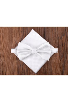 White Solid Microfiber 
Bow Tie and Pocket Square