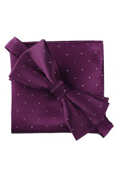 Purple Polka Dot Cotton-Microfiber Blended 
Bow Tie and Pocket Square