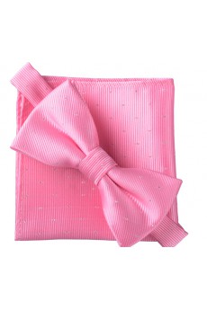Pink Polka Dot Cotton-Microfiber Blended 
Bow Tie and Pocket Square