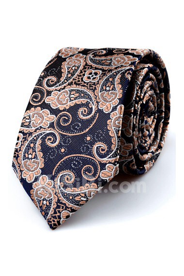 Brown Floral Microfiber Novelty Tie