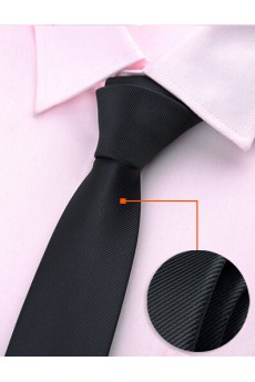 Black Solid Microfiber Skinny Ties