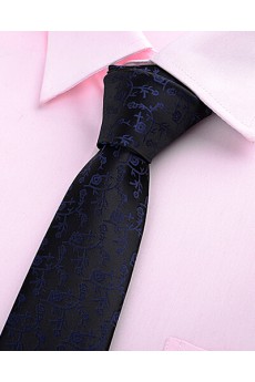 Black Floral Microfiber Skinny Ties