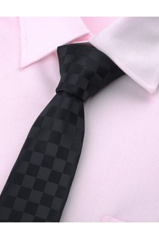 Black Checkered Microfiber Skinny Ties