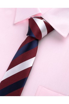 Red Striped Microfiber Skinny Ties