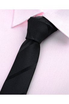 Black Striped Microfiber Skinny Ties