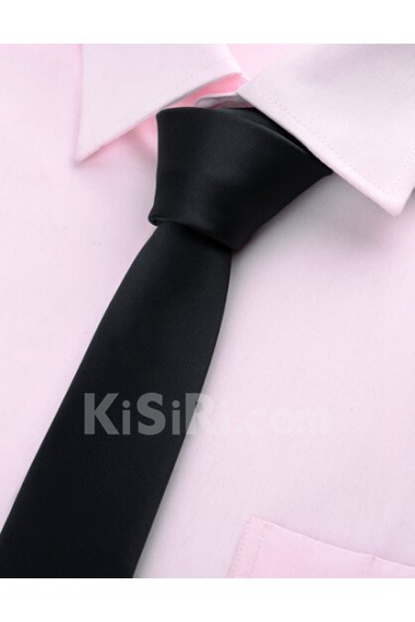 Black Solid Microfiber Skinny Ties