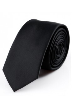 Black Solid Microfiber Skinny Ties