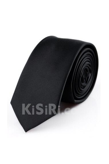 Black Solid Microfiber Skinny Ties