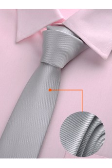 Gray Solid Microfiber Skinny Ties
