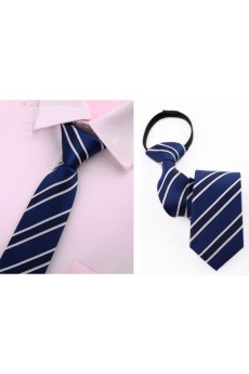 Blue Striped Microfiber Skinny Ties