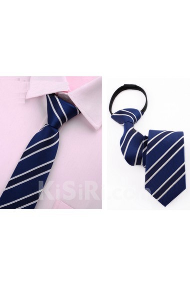 Blue Striped Microfiber Skinny Ties