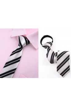 White Striped Microfiber Skinny Ties