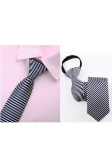 White Striped Microfiber Skinny Ties