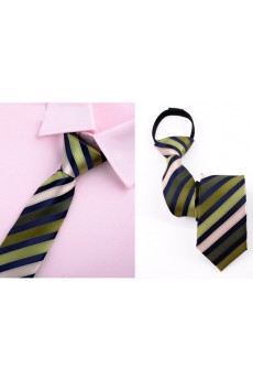 Green Striped Microfiber Skinny Ties