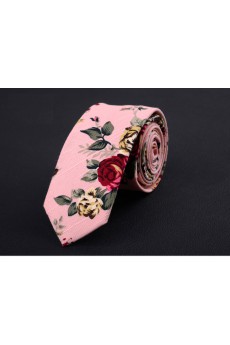 Pink Floral Silk Skinny Ties