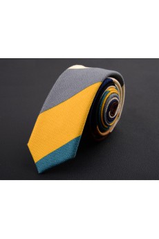 Yellow Striped Silk Skinny Ties